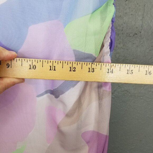 Nasty Gal Bodycon Dress 2 XS Mini Mesh Abstract Pastel Print Strappy Stretch NEW - Picture 15 of 16